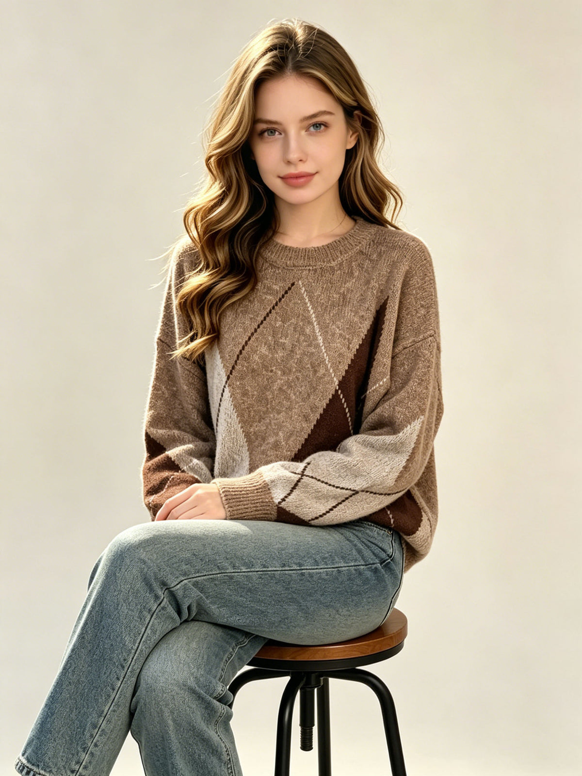 JACQUAR | Pull ample à motif losanges