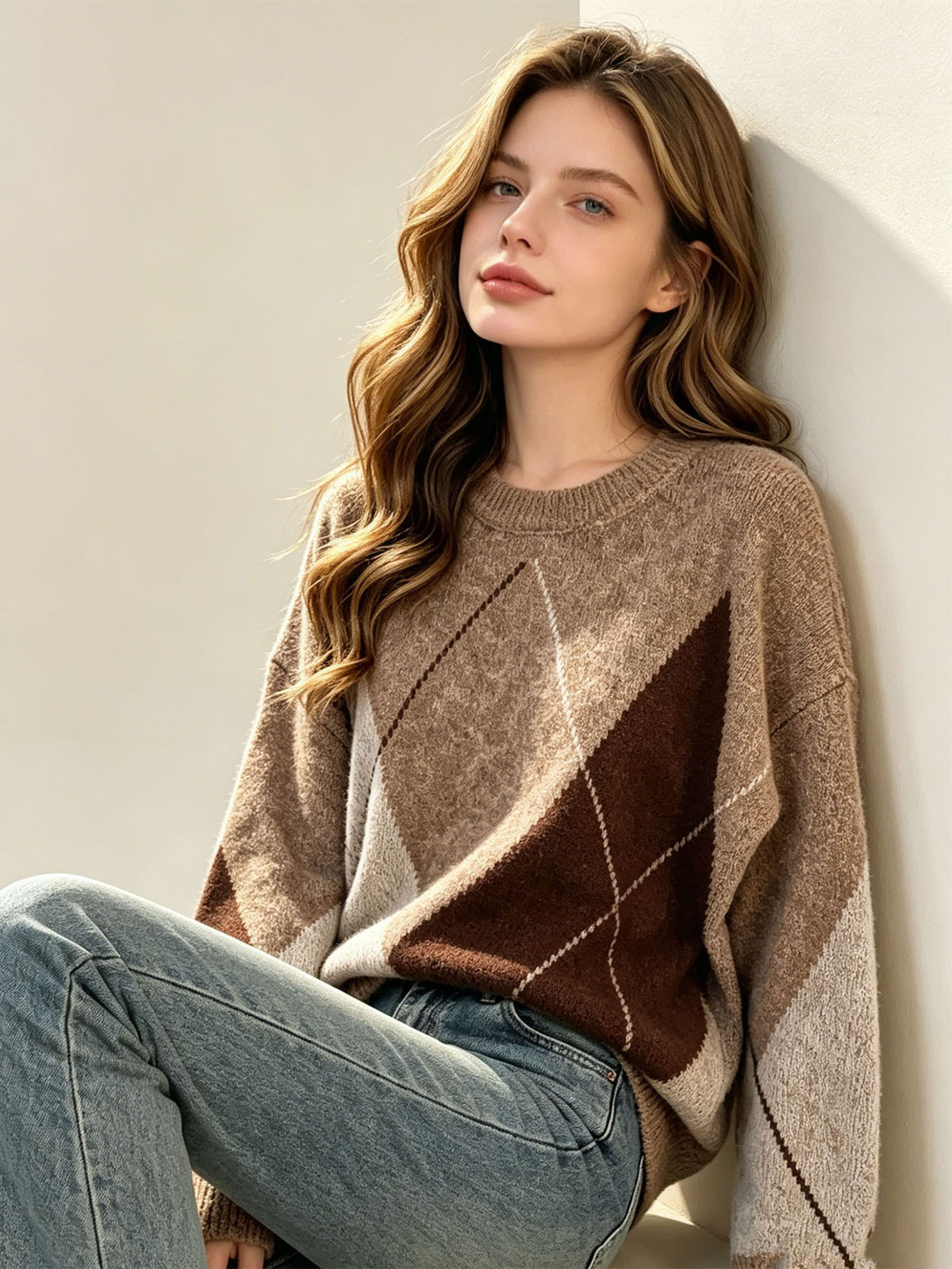 JACQUAR | Pull ample à motif losanges
