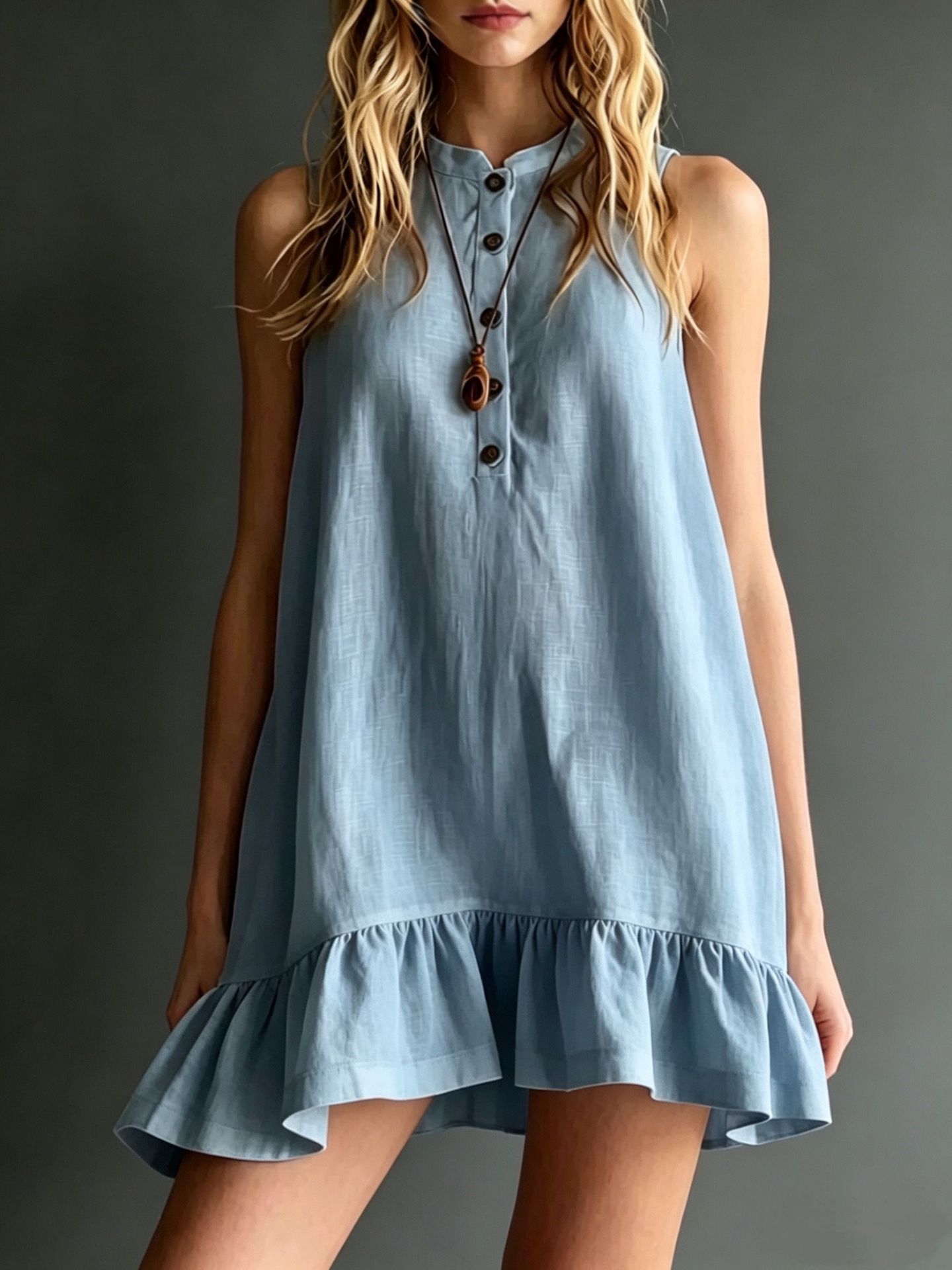 Robe Sans Manches à Volants