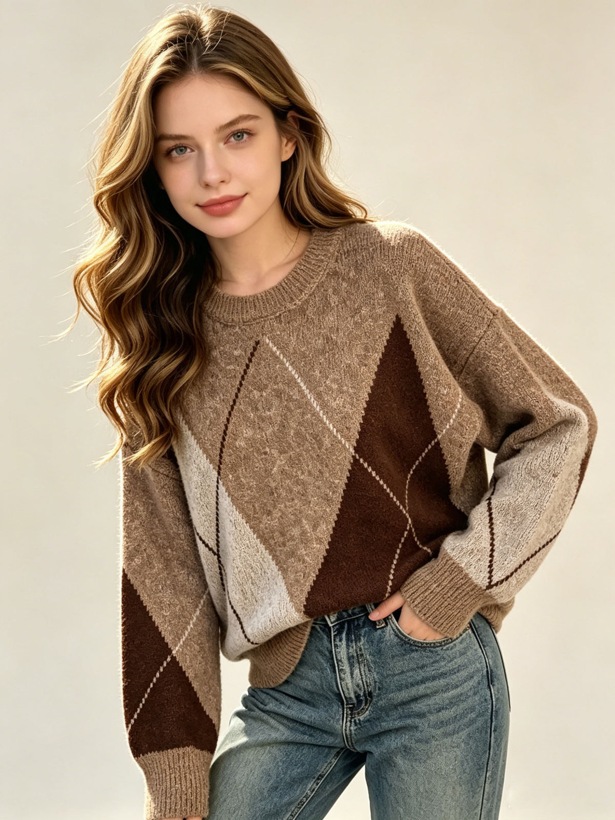 JACQUAR | Pull ample à motif losanges