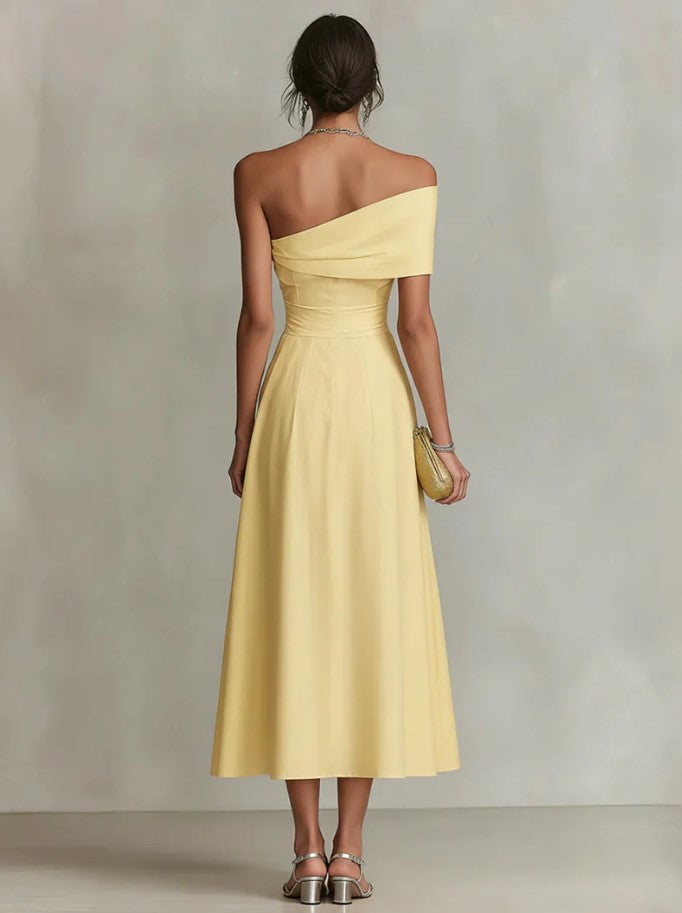MAXI | ROBE UNE ÉPAULE ÉLEGANCE SOLAIRE