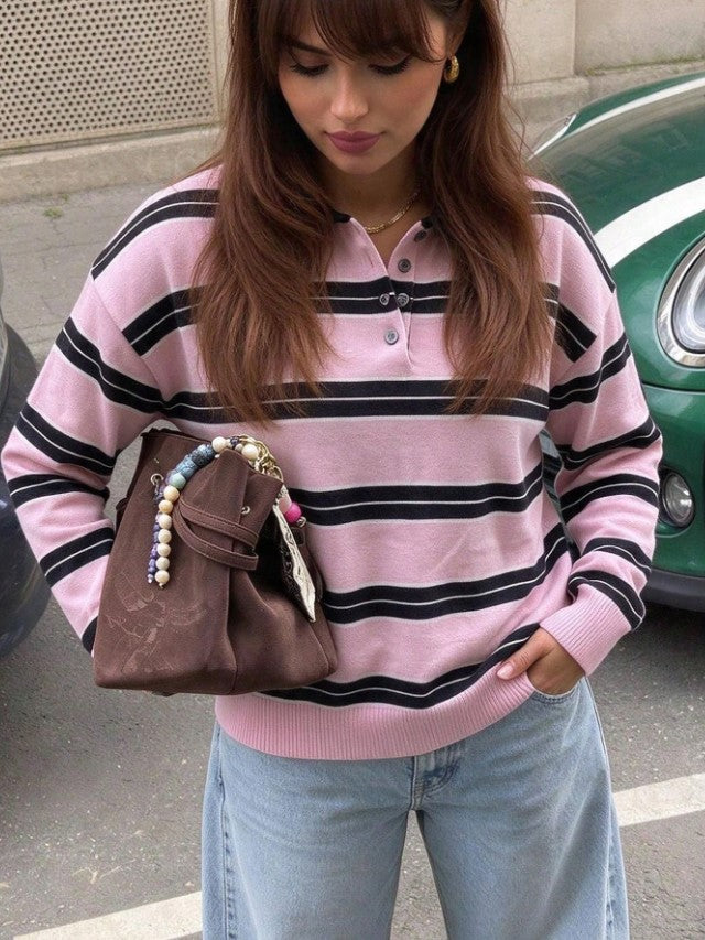 Pull classique en maille - design rayé couleur block