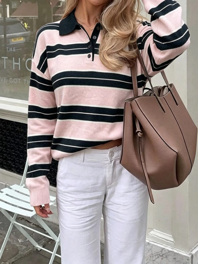 Pull classique en maille - design rayé couleur block