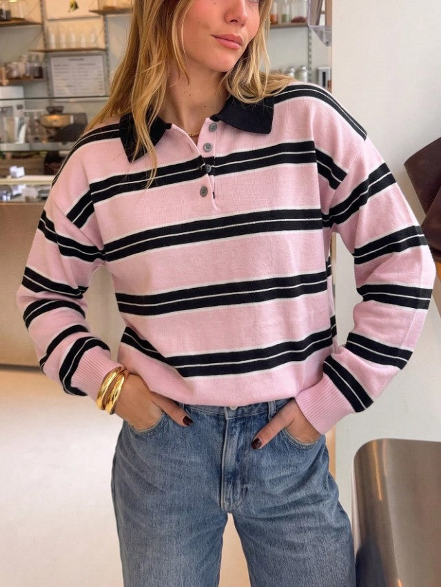 Pull classique en maille - design rayé couleur block