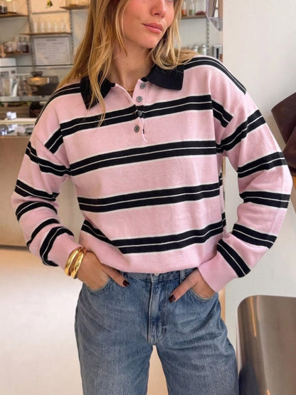 Pull classique en maille - design rayé couleur block