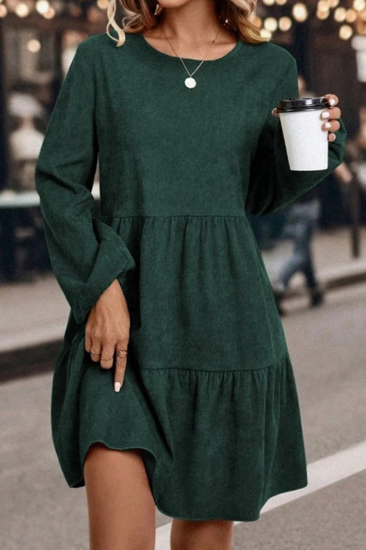 MIST | Mini robe green a manches lanternes