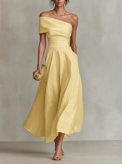 MAXI | Robe une épaule élégance solaire