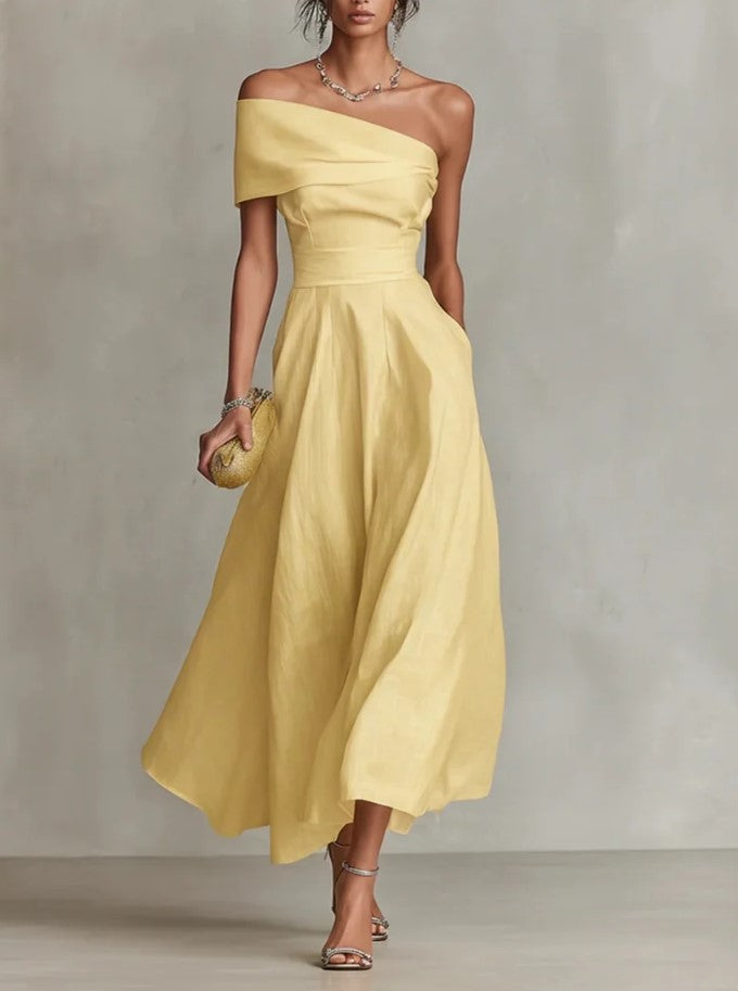 MAXI | Robe une épaule élégance solaire
