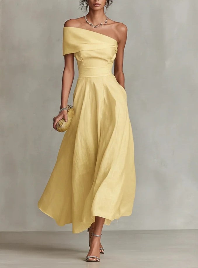 MAXI | Robe une épaule élégance solaire