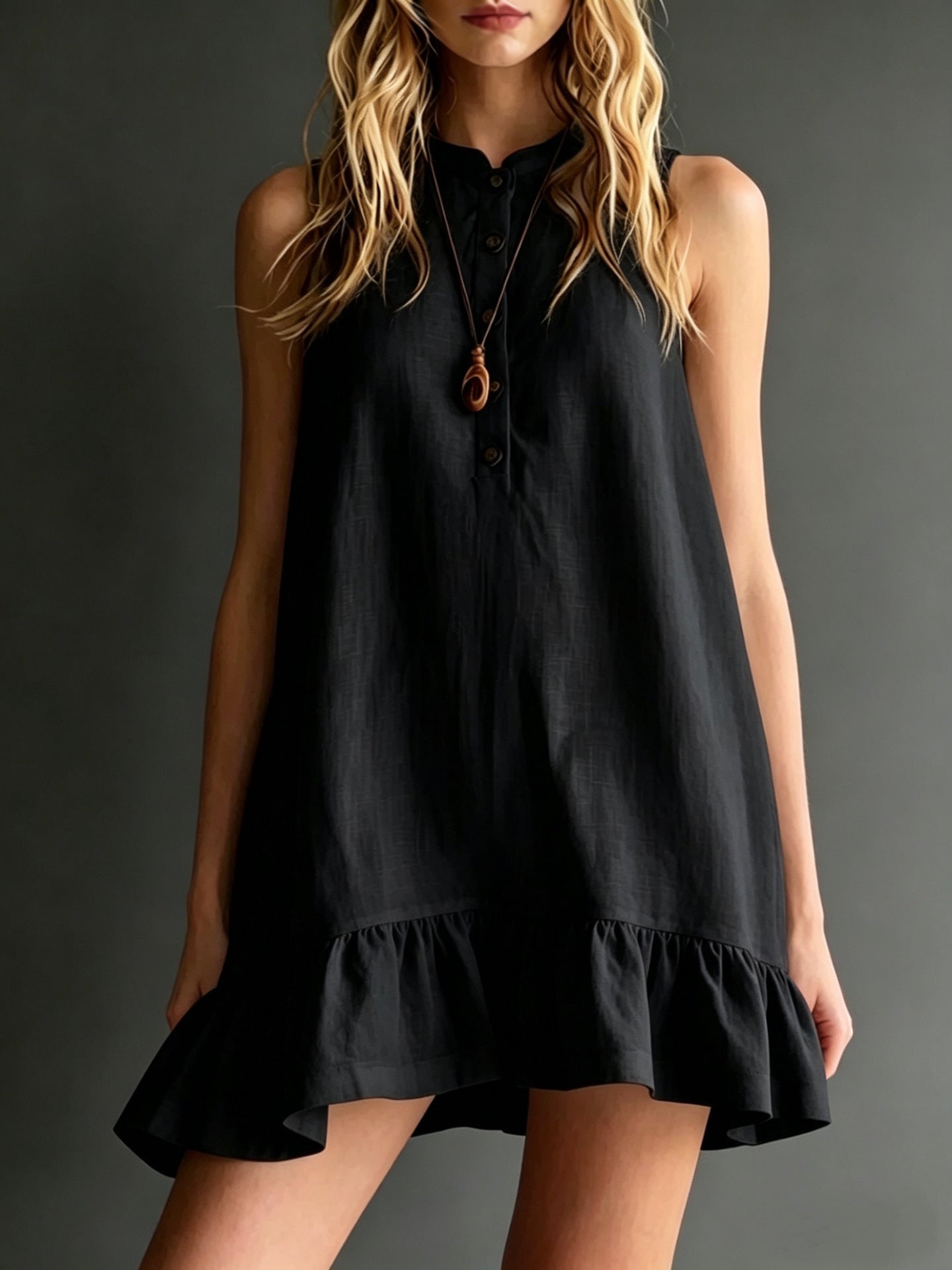 Robe Sans Manches à Volants