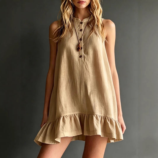 Robe Sans Manches à Volants